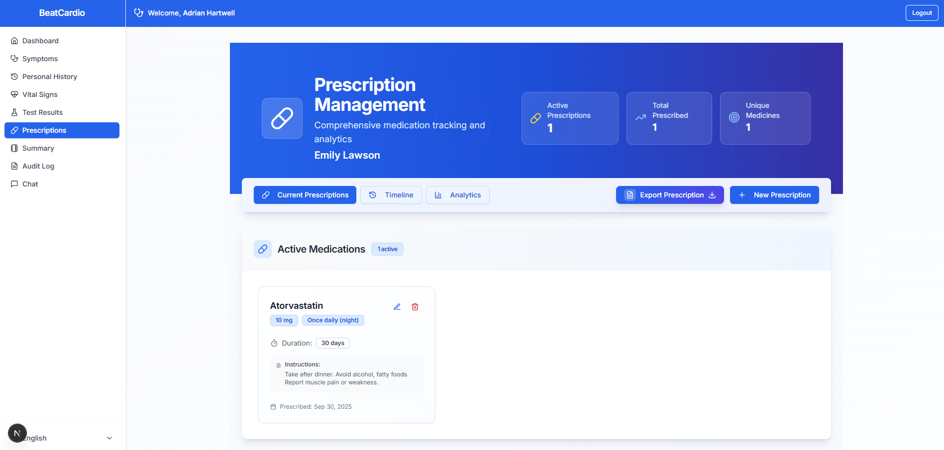 Smart cardiac prescription management with AI-powered drug interaction checks for cardiovascular medications